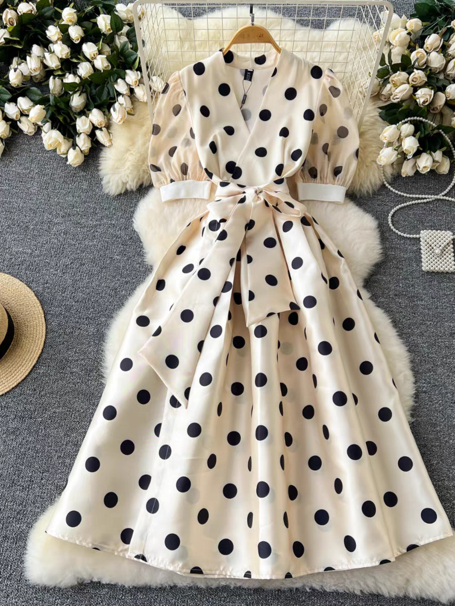 Taylor Summer Luxury French Polka Dress - 24th Spoke