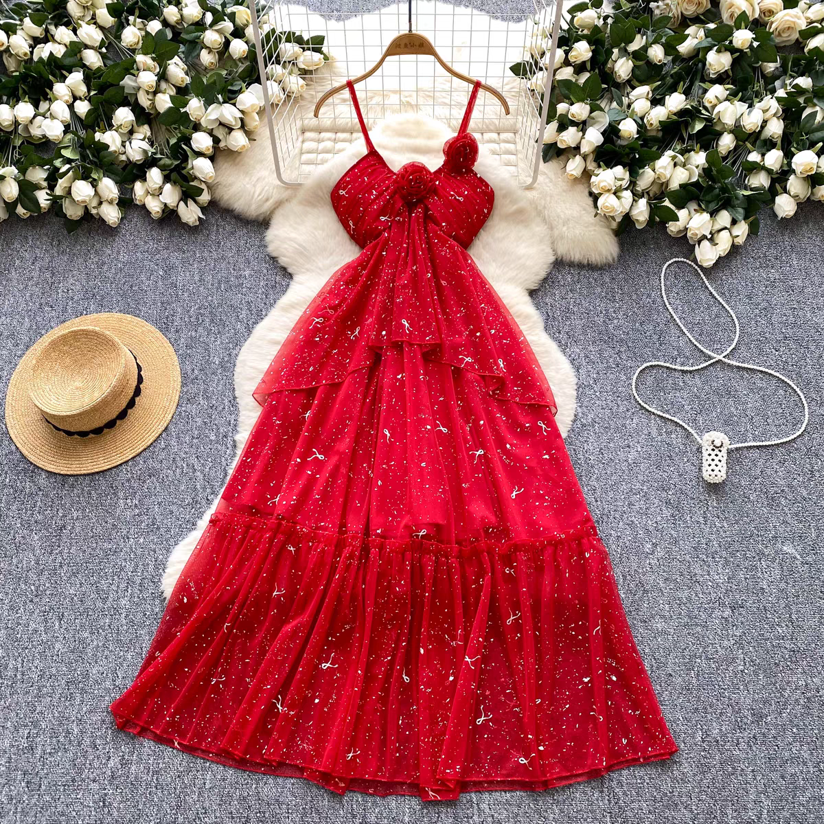 Ana Summer Luxury Mesh Long Dress