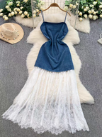 Diane Summer Denim A Line Lace Dress