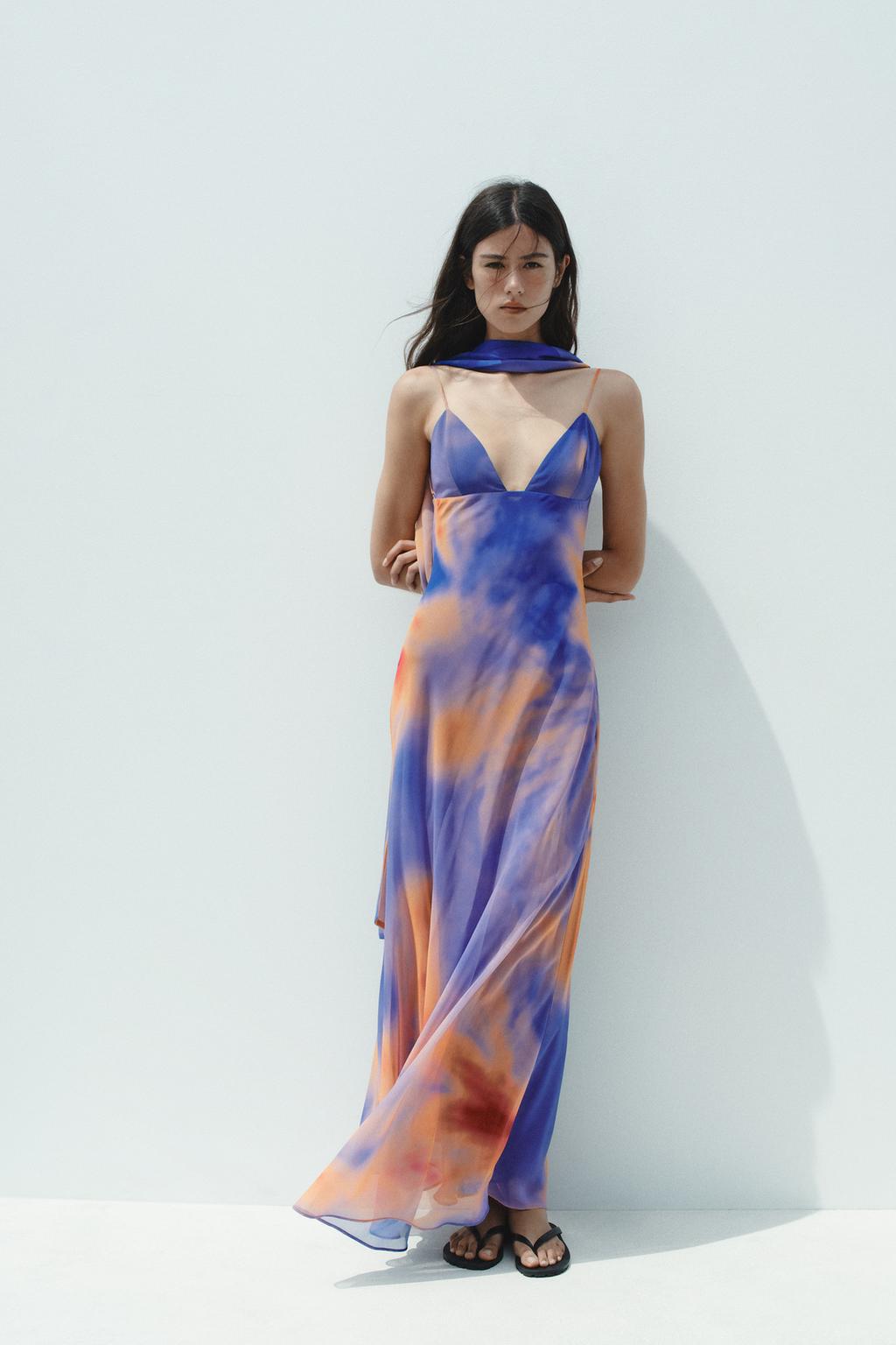 Disha Summer V Neck Dress With Scarf - 24th Spoke