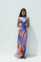 Disha Summer V Neck Dress With Scarf - 24th Spoke