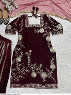 Readymade viscose Velvet Kurta sharara set for winter wedding and Reception
