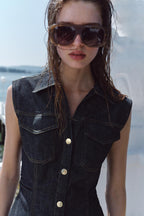 Kate Summer Denim Mini Pleated Dress