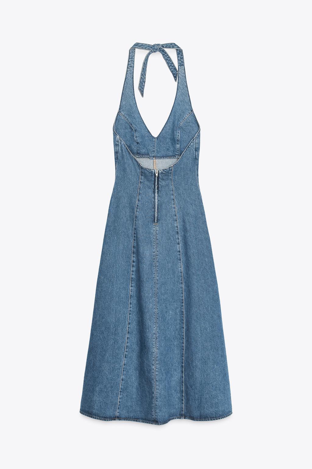 Claire Halter Neck Denim Dress