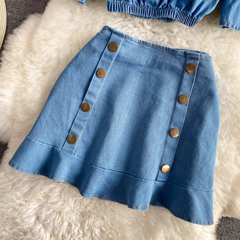 Hilarie Summer Two Piece Denim Dress