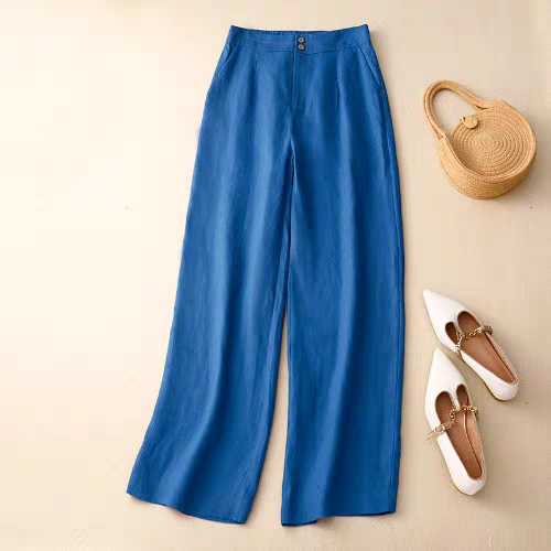Alyssa Summer Linen Long High Waist Trouser