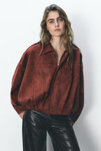 Eva Winter Zara Suede Bomber Jacket