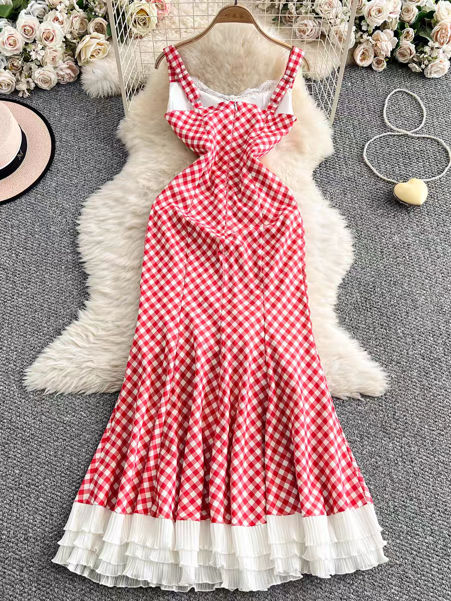 Scarlett Summer Plaid Ruffle Dress