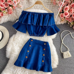 Hilarie Summer Two Piece Denim Dress
