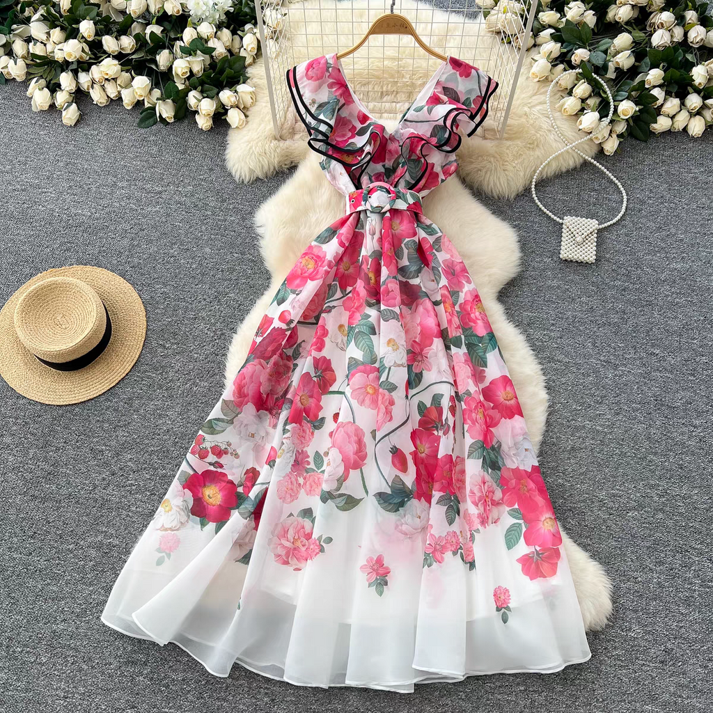 Kate Summer Luxury Ruffle V Neck Dress - 24th Spoke