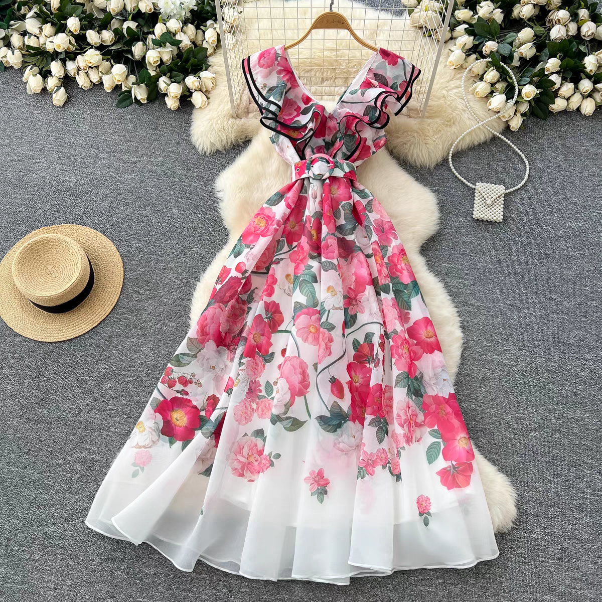Kate Summer Luxury Ruffle V Neck Dress - 24th Spoke