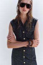 Kate Summer Denim Mini Pleated Dress