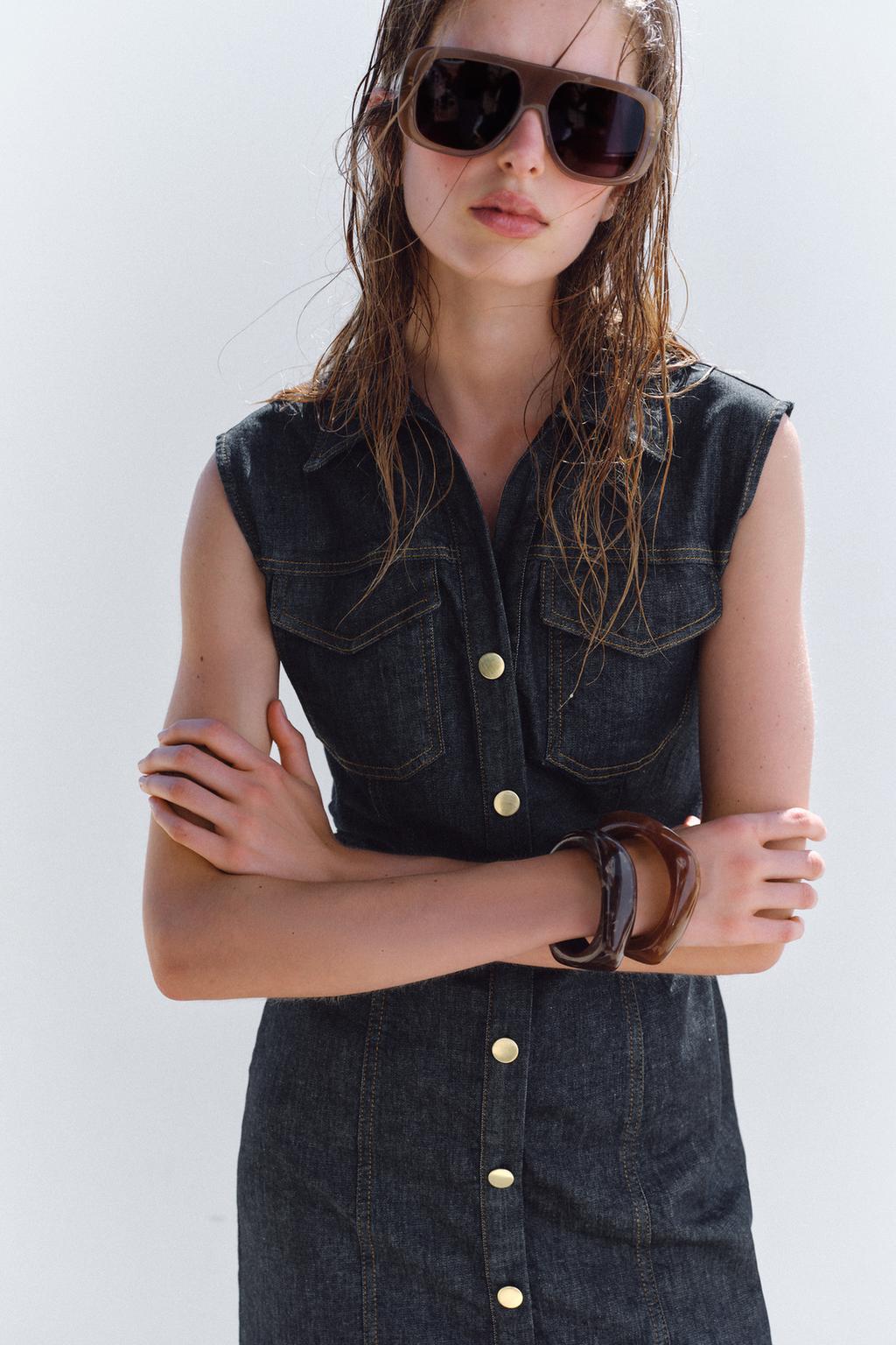 Kate Summer Denim Mini Pleated Dress