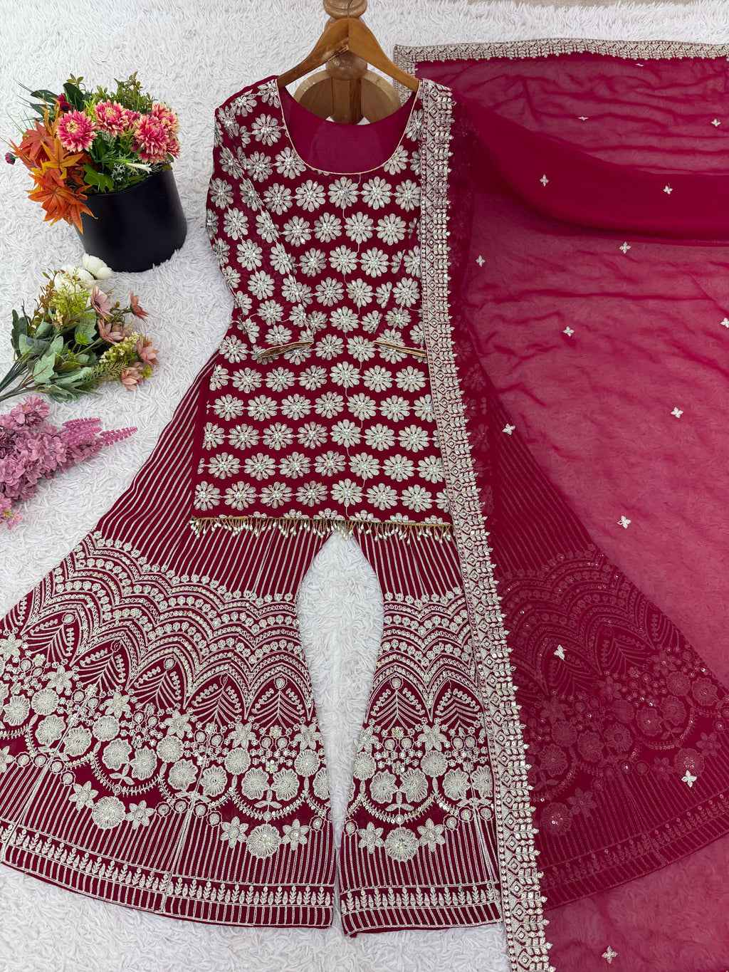 Ready to wear embroidery Sharara set for Festive and Wedding