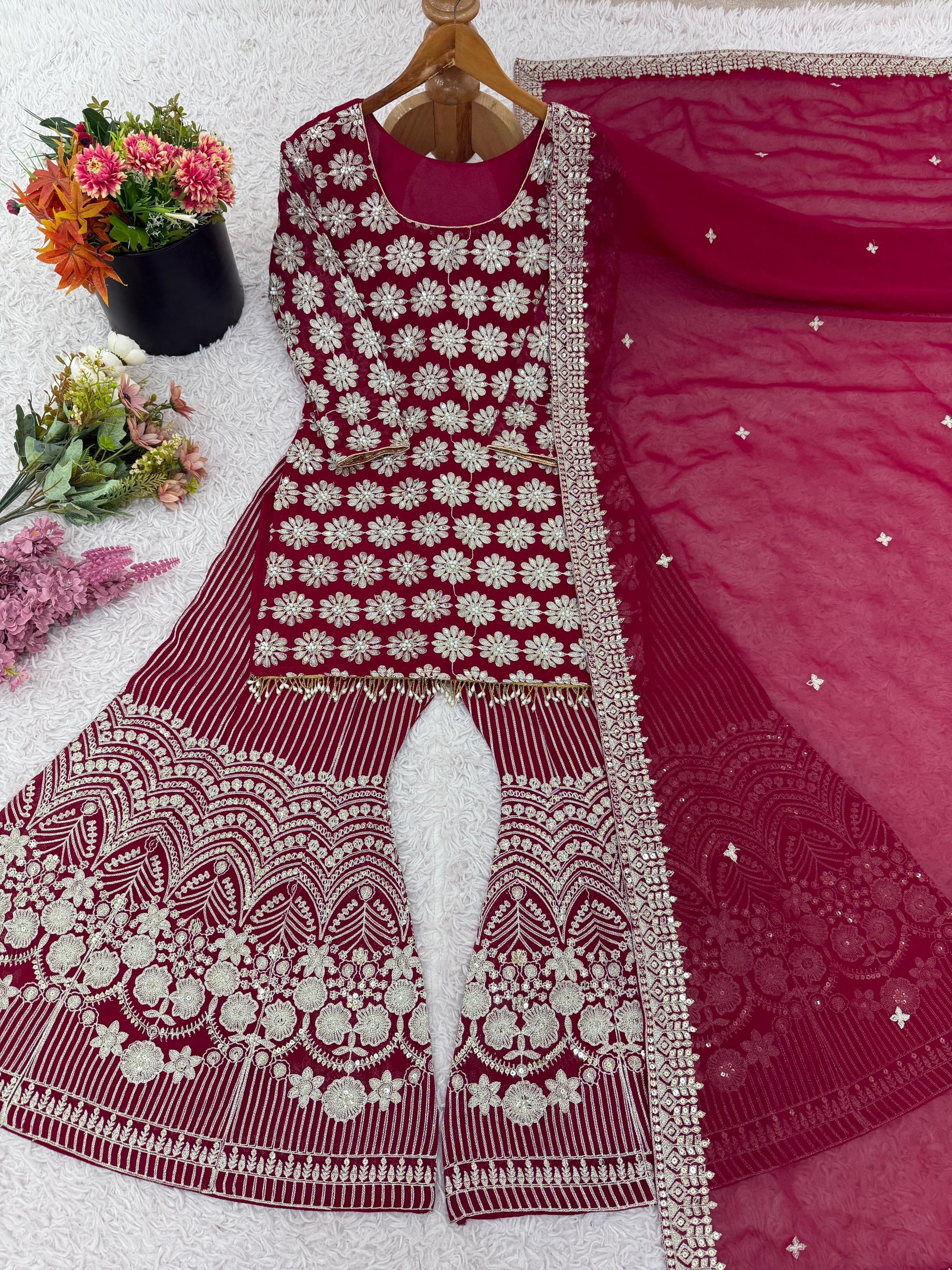 Ready to wear embroidery Sharara set for Festive and Wedding