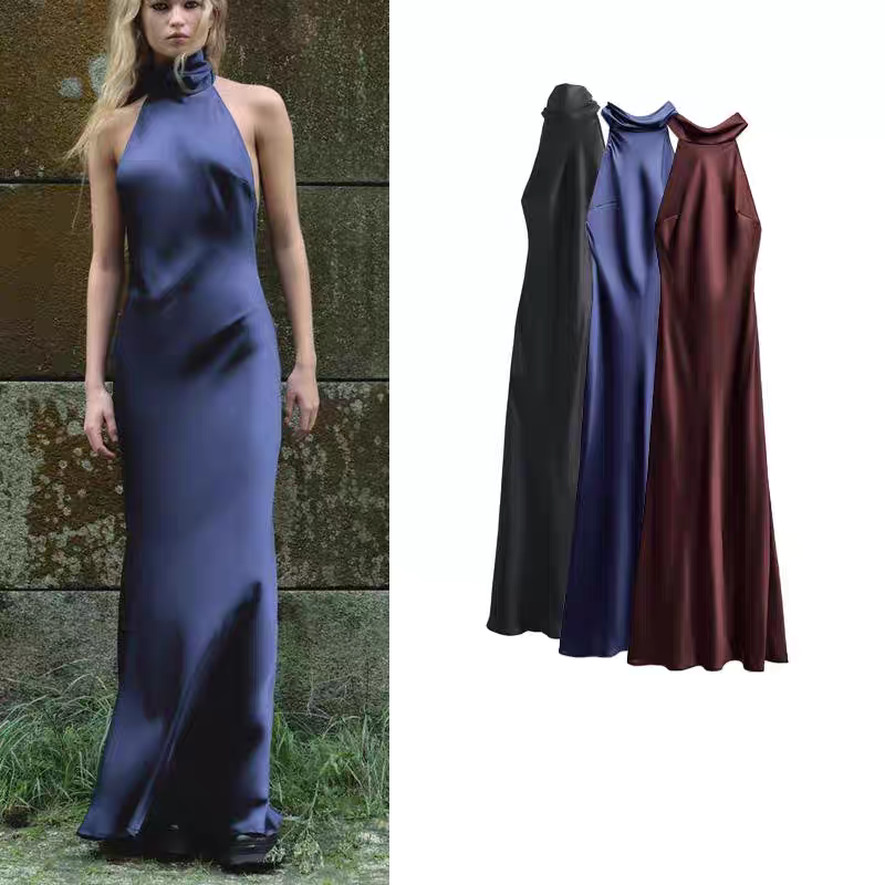 Nicole Summer Satin Party Dress