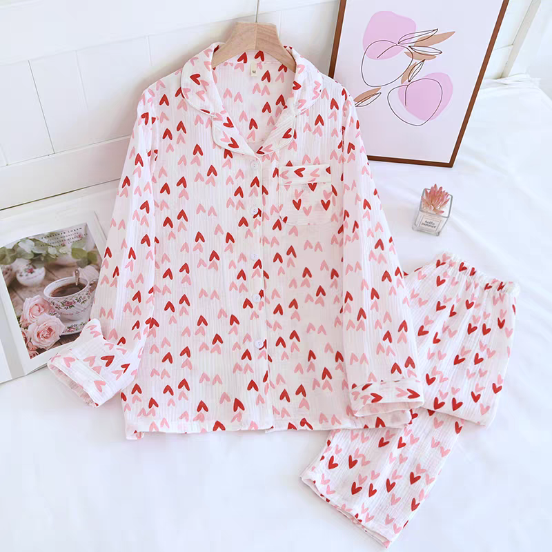 Summer Heart Pure Cotton Pajamas Set