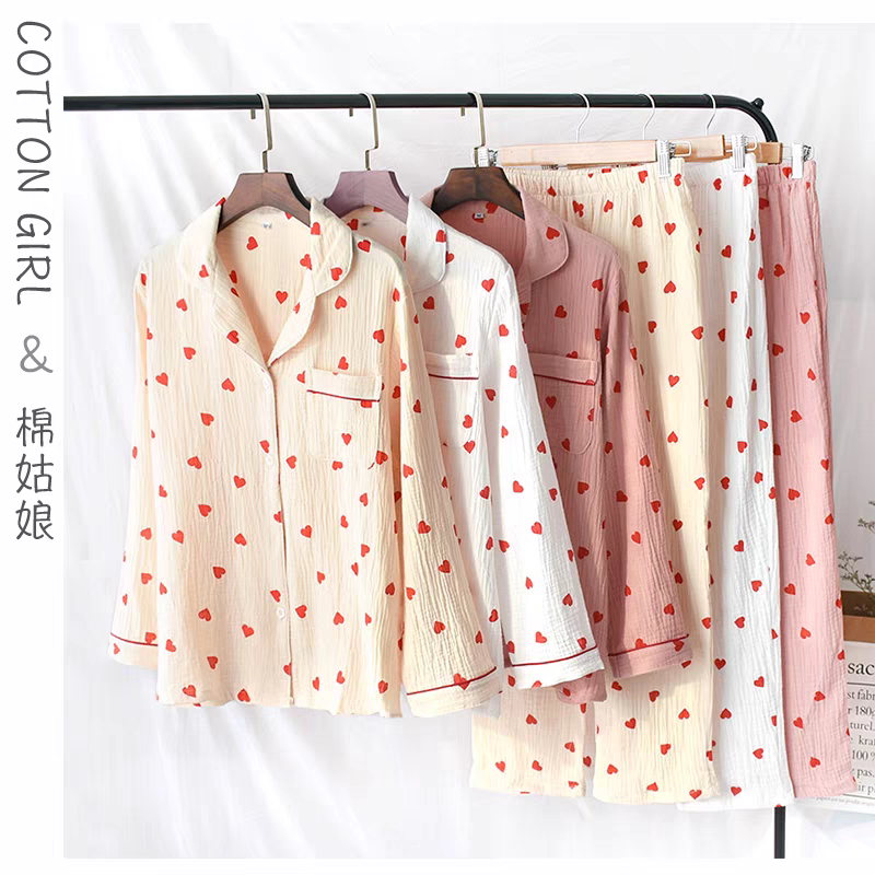 Summer Heart Pure Cotton Pajamas Set