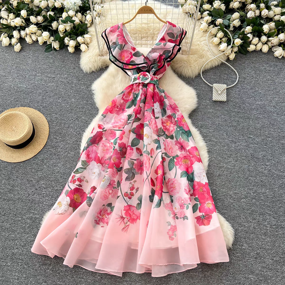 Kate Summer Luxury Ruffle V Neck Dress - 24th Spoke