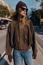 Eva Winter Zara Suede Bomber Jacket