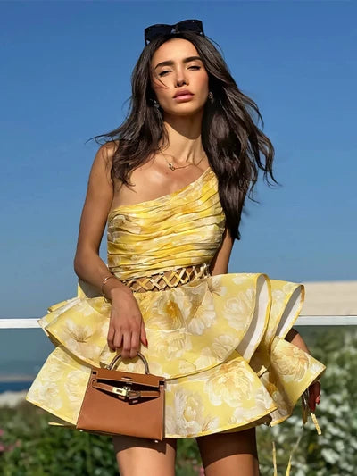 Georgine Summer One Shoulder Floral Dress