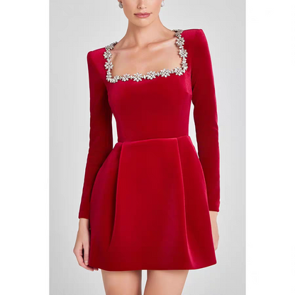 Victoria Summer Party Wear Velvet Dress