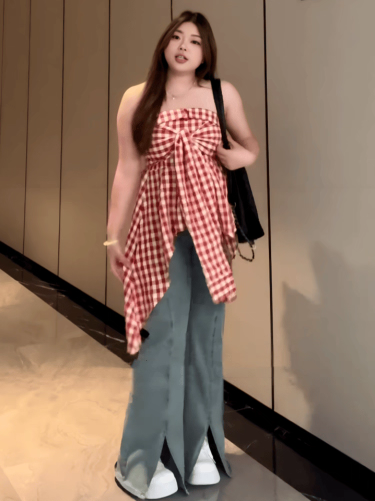 Mrunal Summer Plaid Top