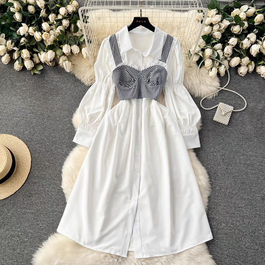 Katheryn Summer Korean Style Long Shirt Dress Set