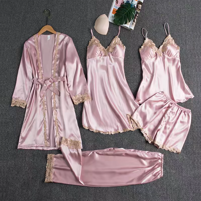 Emily Summer Pajama 5 Piece  loungewear, Night suit Set