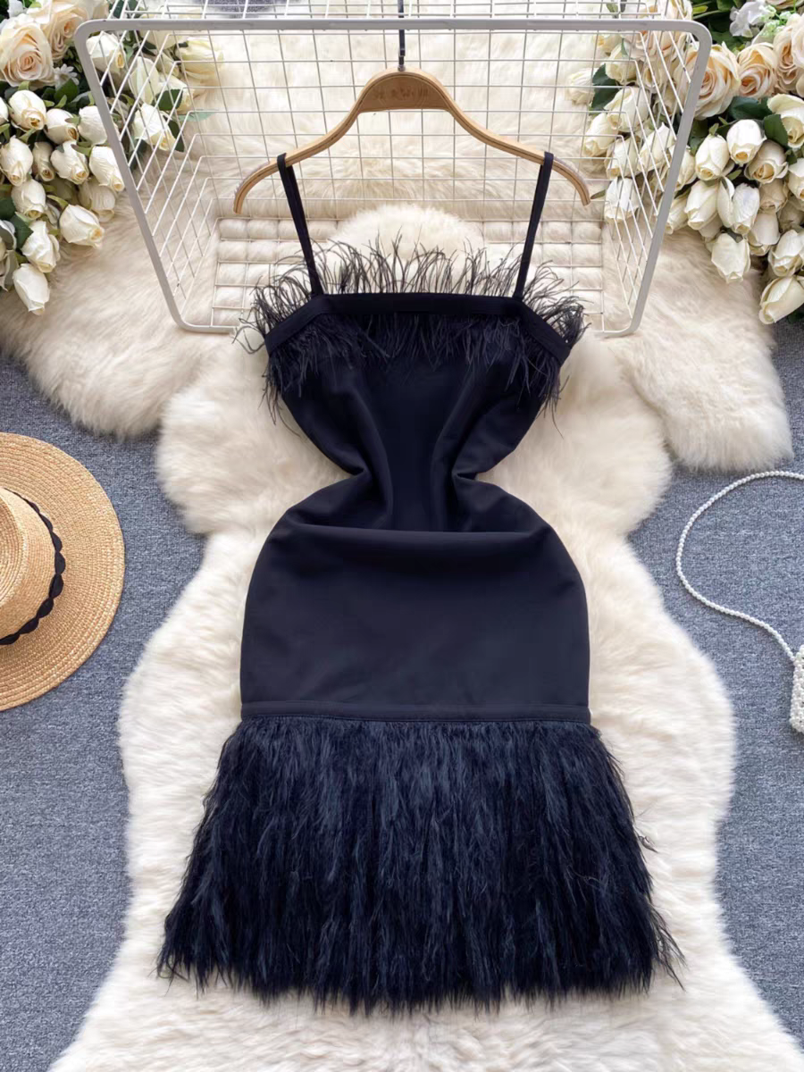 Angelina Luxury Furry Party Wear Dress