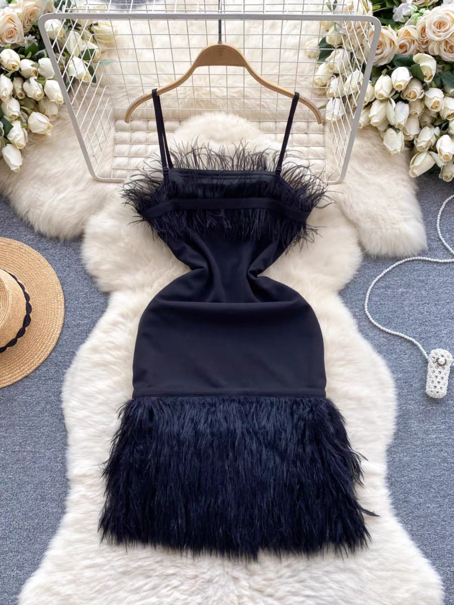 Angelina Luxury Furry Party Wear Dress