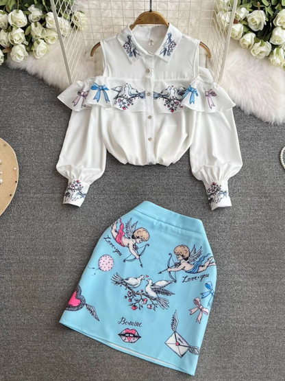 Rebecca Summer Off Shoulder Two Piece Coord Set