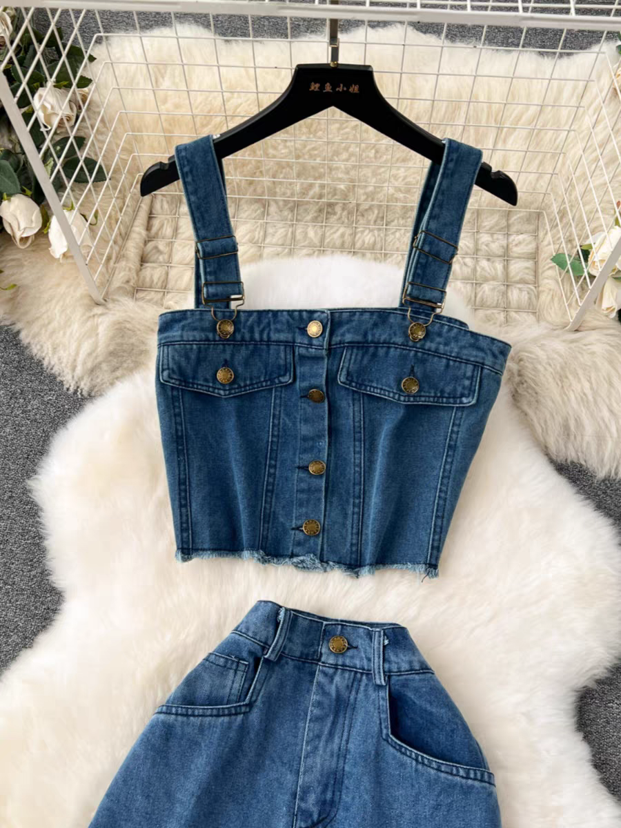 Sienna Summer Denim Jeans Skirt Set