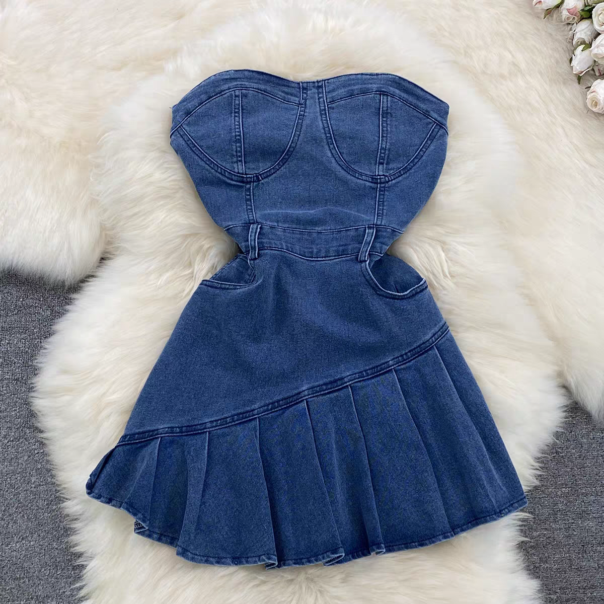 Anna Summer Padded Denim Dress