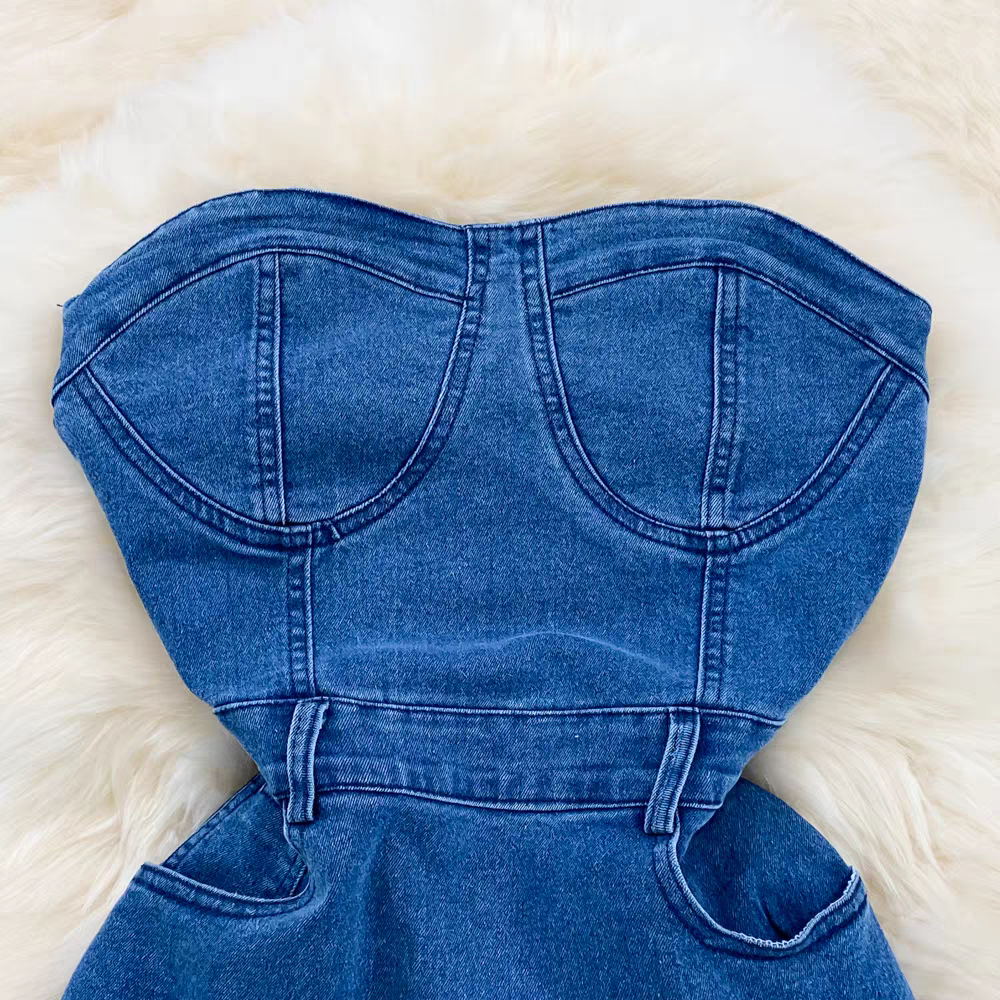 Anna Summer Padded Denim Dress