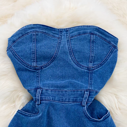 Anna Summer Padded Denim Dress