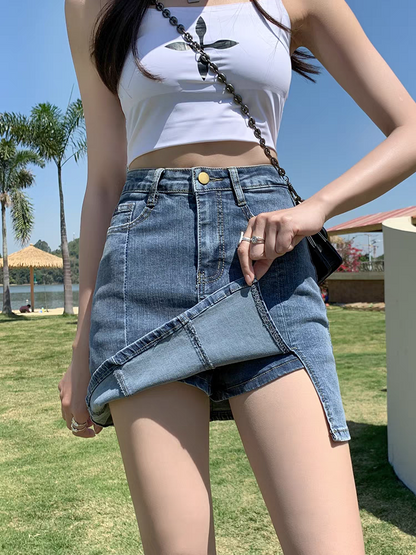 Alicia Summer Denim Shorts With Slit