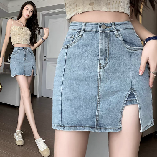 Alicia Summer Denim Shorts With Slit