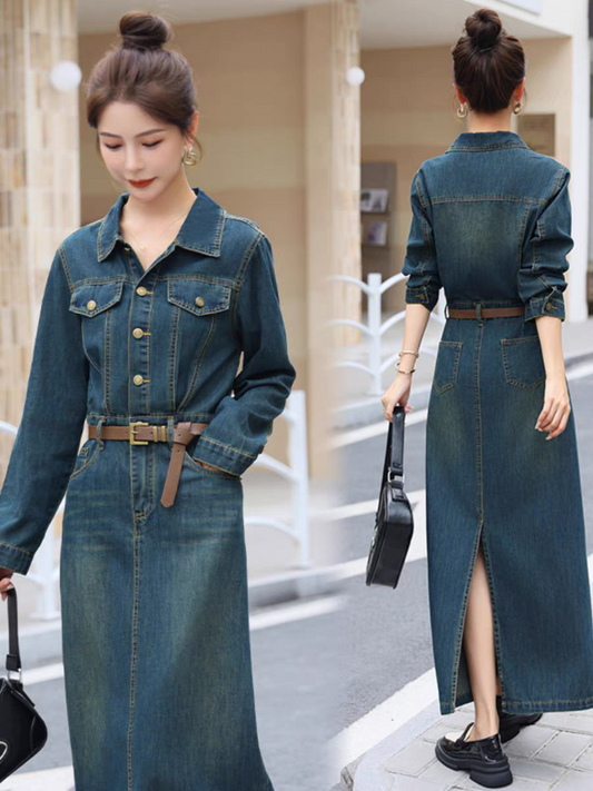 Marina  Summer Long Denim Dress