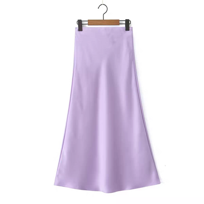 Keira  Zara Summer Glossy Satin Skirt