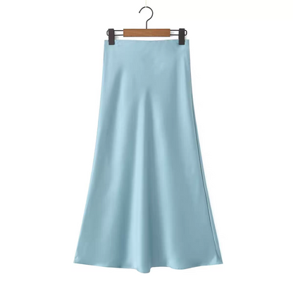 Keira  Zara Summer Glossy Satin Skirt