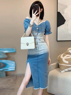 Miley Summer Two Piece Denim Dress Set 24th Spoke