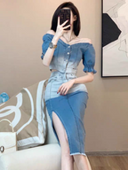 Miley Summer Two Piece Denim Dress Set 24th Spoke