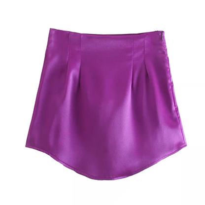 INDHUJA Summer Satin Mini Skirt