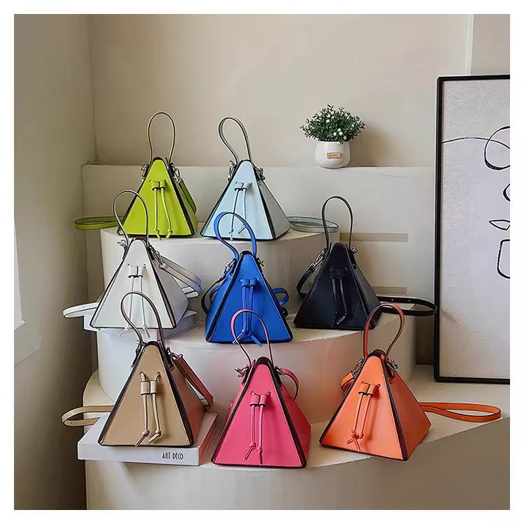 "2024 Autumn Macron Color Hand-Held Triangle Bag – Fashionable Small Crossbody & Mobile Phone Bag"