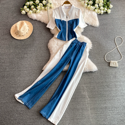 Charlize Summer Denim Airport Look Coord Set