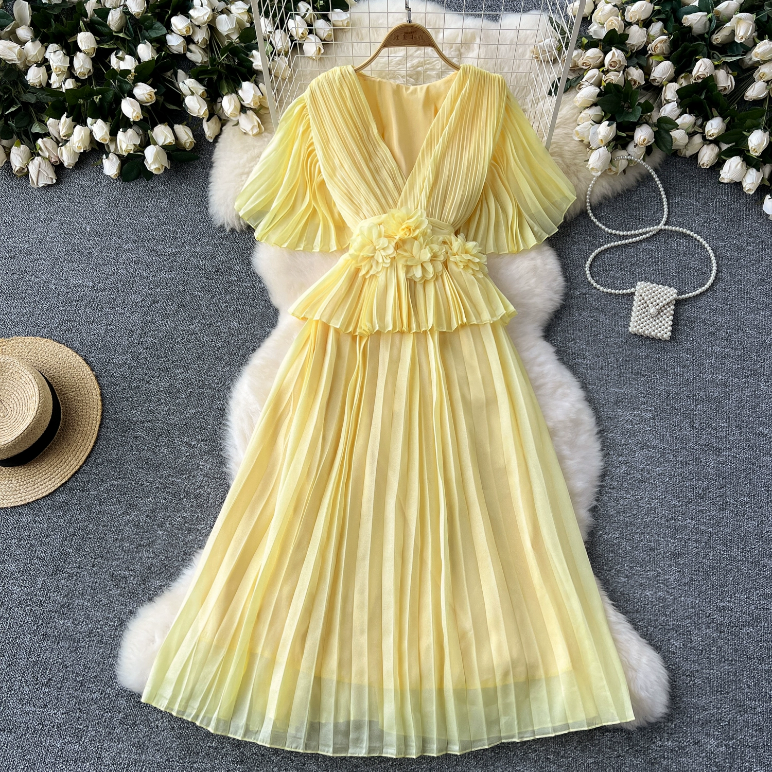 Nina Summer Long Pleated Dress - 24th Spoke