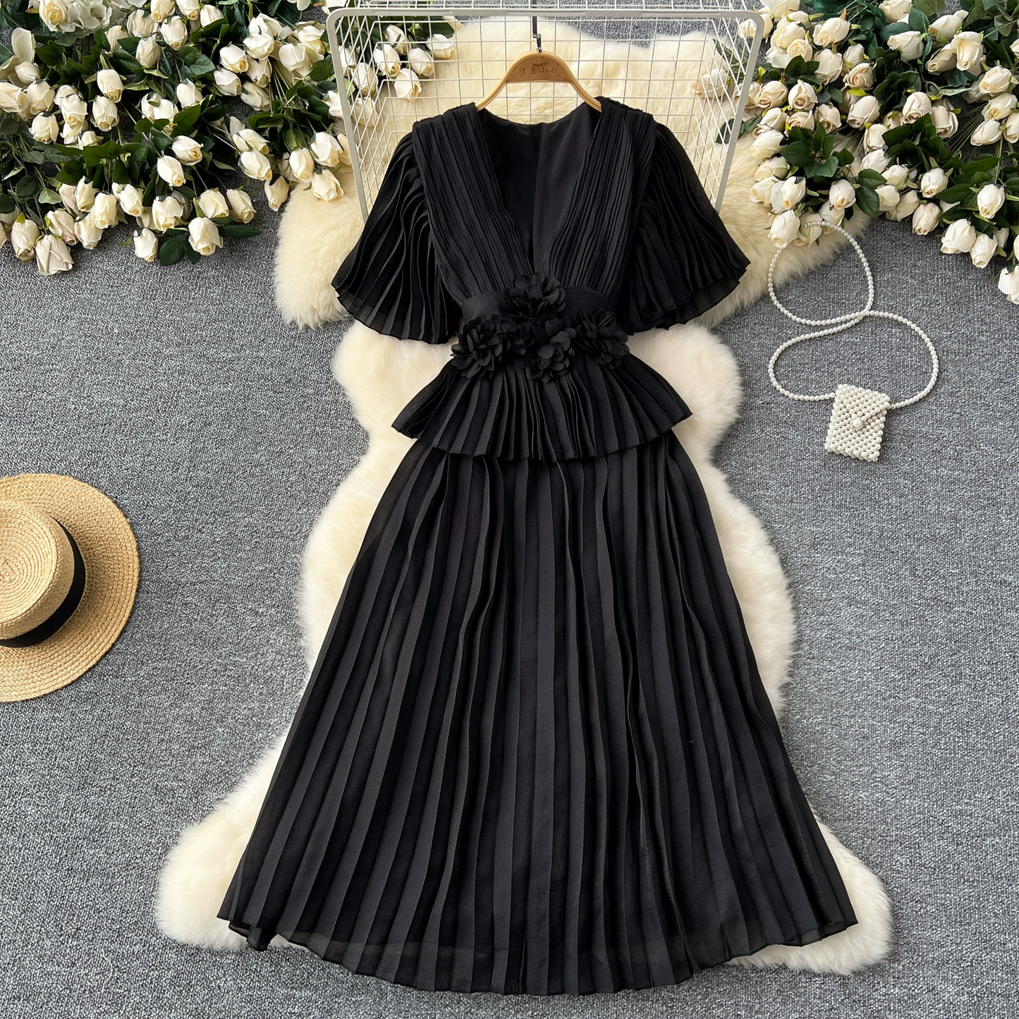 Nina Summer Long Pleated Dress