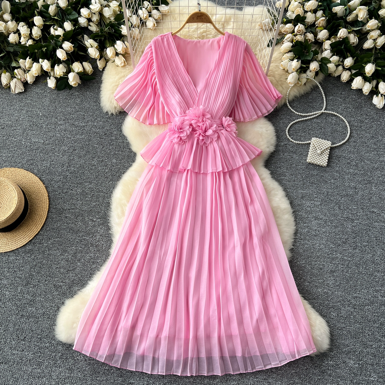 Nina Summer Long Pleated Dress - 24th Spoke