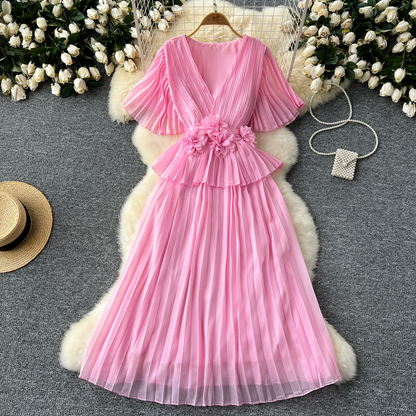 Nina Summer Long Pleated Dress